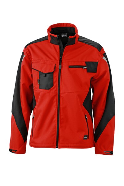 James & Nicholson, Workwear Softshell Jacket - STRONG -, red/black