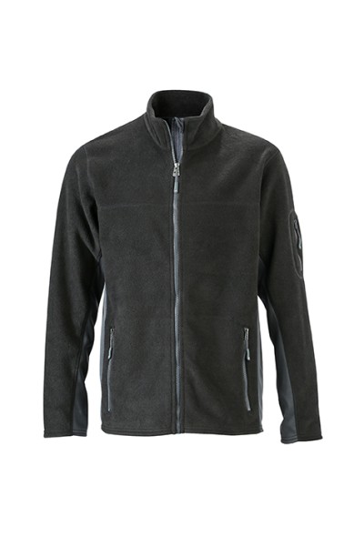 James & Nicholson, Men's Workwear Fleece Jacket - STRONG -, black/carbon